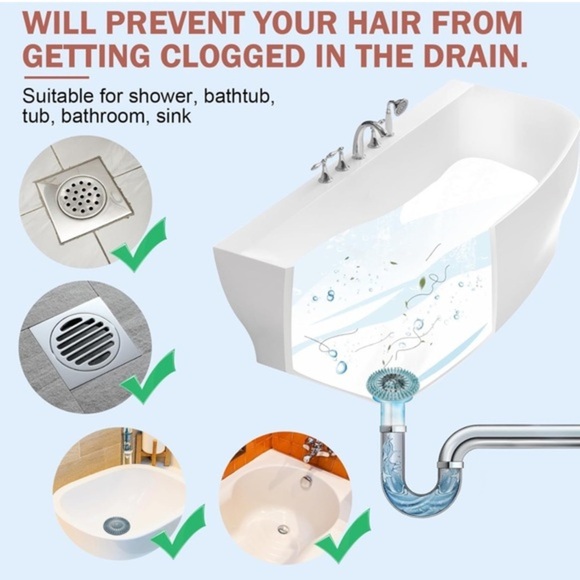 Silicone Hair Catcher Drain Cover Set -‎ 5 Pack - Picture 5 of 7